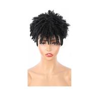 Frauen Haare - Peluca sintética afro rizada con diadema con flequillo para mujer, extensiones de cabello