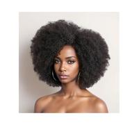 Frauen Haare - Pelucas afro para mujeres afroamericanas, peluca rizada con encaje frontal, peluca de cabello humano corto estilo Bob de 13 x 4 x 2 pulgadas, línea capilar natural, densidad del 250
