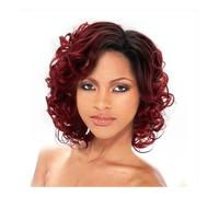 Frauen Haare - Pelucas cortas de pelo sintético de 12 pulgadas para mujer, color rojo vino degradado, extensiones de pelo corto