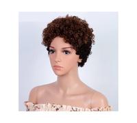 Frauen Haare - Pelucas de cabello humano 100 % humano para mujer, pelo Remy brasileño, pelo rizado afro, extensiones de cabello rizado a máquina (marrón degradado)