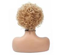 Frauen Haare - Pelucas sintéticas cortas y rizadas, pelo dorado para mujeres blancas, rubios, colores mezclados, extensiones de pelo de fibra de alta temperatura