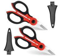 FRAVAST® Pack de 2 Tijeras Electricista con Funda + Manual Exprés Digital Gratis | Tijeras Electricista Profesional Multifunción 155mm