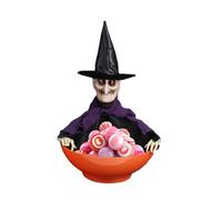 Fravsiu Animated Witch Candy Holder | Screaming Halloween Candy Bowl with Light and Moving Top | Perfect for Haunted House, Halloween Gatherings, and Hall Decor | Spooky Animated Witch Candy Bowl