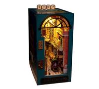 Fravsiu Book Nook Kit, 3D Wooden Alley Puzzle with LED Light, Self Made Miniature Craft Decor, Handcrafted Assembly Model, Ideal para adultos, adolescentes, beginners, Bedroom Shelf, Living Room