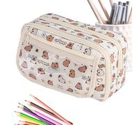 Fravsiu Capybara Pencil Case, Student Stationery Organizer, Large Capacity Pencil Pouch, Flexible Multi Tool Storage, Cute Animal Design Beige, for School, College, Travel