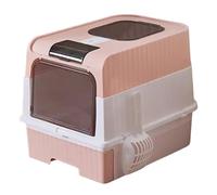 Fravsiu Cat Litter Box, Tall Enclosed Design, Odor Control with Foldable Feature, Lightweight Portable with Scoop, Sifting Tray, Ideal for Travel, Home and Easy Cleanup