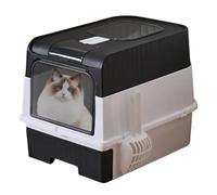 Fravsiu Cat Litter Box, Tall Enclosed Design, Odor Control with Foldable Feature, Lightweight Portable with Scoop, Sifting Tray, Ideal for Travel, Home and Easy Cleanup