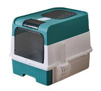 Fravsiu Cat Litter Box, Tall Enclosed Design, Odor Control with Foldable Feature, Lightweight Portable with Scoop, Sifting Tray, Ideal for Travel, Home and Easy Cleanup