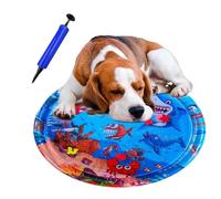Fravsiu Cat Water Mat, Sensor Activated Play Pad, Inflatable Fish Toy Carpet, Interactive Pet Activity Pad, Cooling Splash Rug Round, for Indoor Play and Outdoor Adventure 39.37x39.37inches