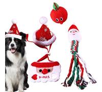 Fravsiu Christmas Dog Chew Toys, Interactive Dog Teething Toys, Puppy Rope Toys, Santa Squeaky Plush Toys with Rope for Puppies, Holiday Pet Toy Set for Home, Pet Room and Pet Shop