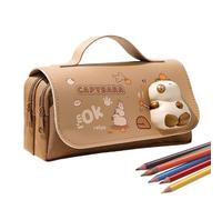 Fravsiu Cute Pencil Pouch, Capybara Animal Stationery Bag, Inner Compartments, Zippered Large Capacity Case for School, College, Offices, Desk Use, 8.27x4.13x2.17 pulgadas, caqui, Se référer au