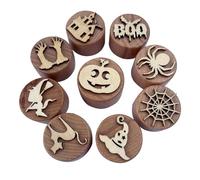Fravsiu Halloween Clay Stamps, Halloween Stamper Set, Clay Stamps for Kids, Wooden Clay Stamp Set, Wooden Children's Handmade Plasticine Clay Stamp Set for Clay Crafts Dough