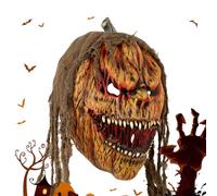 Fravsiu Horror Pumpkin Masquerade, Creepy Cosplay Face Cover, Realistic Halloween Costume Mask, Spooky Party Accessory for Carnival, Holidays, Event Celebration, 9.45x10.24 Inches