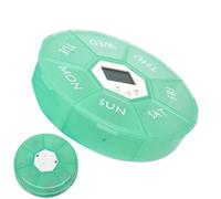 Fravsiu Medicine Storage Box, 7-Grid Smart Pill Organizer, Built-in Timer Reminder, Compact Round Container Design, for Daily Use, Travel, Home, Workplace, Pocket, Morning, Night