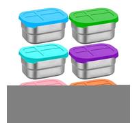 Fravsiu Metal Snack Containers with Lids, Small 8oz Food Box, Reusable Storage Set, Durable Leak-Resistant Design, Kitchen Supply, Ideal for Kids, Babies, Lunch, School, Nursery, Daycare, Salad Use
