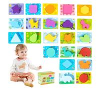 Fravsiu Shape Puzzle Game, Color Match Set, Stacking Block Teaser, Indoor Playtime Preschool, Sensory Brain Activity, Learning Gear for Kids, Children, Classroom, 16.2x9x12cm