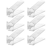 Fravsiu Slot Organizer, Stackable Shoe Riser, Doble Capa Holder, diseño sin límite, Ajustable Height Levels, 6 Piezas para Closet Shelf, Dorm, Garaje, Bed, Door Wall Storage, 27,5 x 10,3 x 11,5 cm