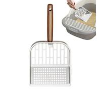 Fravsiu Stainless Steel Cat Litter Scoop - Kitten Poop Shovel with Wooden Handle, Multi-Pet Household Cleaning Supplies, Slot Litter Lifter for Apartment, Veterinary, Home, Dormitory