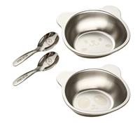 Fravsiu Stainless Steel Kids Plates, Fun Animal Rice Bowls, 450ml Capacity, Sturdy Metal Design, Feeding Dish, Ideal for Childrens Meals at Home Camping or School Use 5.91x4.92x1.77 Inches