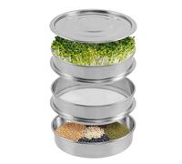 Fravsiu Stainless Steel Sprout Grower, Stackable 3-Tier Tray System, Fine Mesh to Efficient Drainage, Durable Round Leafy Sprouts Kit, Ideal for Indoor Seed Germination and Healthy Eating