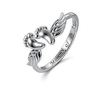 Fravsiu Stylish Adjustable Ring, Wing Aesthetic Jewelry, Band with Comfort Fit Feature, Silver Plated Miscarriage Memory Ring, Sleek Wing Style Design, Jewelry for Parents Women Girls Home Holiday