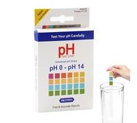 Fravsiu Tiras reactivas Ph 0-14, tiras reactivas Ph - Tiras Ph 0-14 Papel para prueba de pH | Tiras reactivas PH de 100 tiras para saliva, jabón, orina, alimentos, líquidos, agua con análisis del
