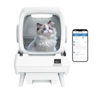 FRCFRC Caja de arena automática para gatos, autolimpieza, control de aplicación, registros de inodoro para gatos, adecuada para gatos medianos y gatitos, seguridad antipellizcos, funcionamiento de