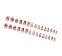 FRCNCH 30 Uñas postizas con diseños de rayas dulces arcos pegados a las uñas, prensa de Navidad en uñas, uñas acrílicas
