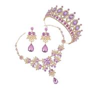 FRCOLOR 1 Juego De Collar Y Pendientes De Para Quinceañera Accesorios Para Coronas De Boda Collar De Para Mujer Tiara De Novia Chapada En Oro Pendientes De Graduación