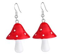 FRCOLOR 1 Par Aretes De Champiñones Para Mujeres Colgantes De Mujer Champiñón Pendientes De Setas Seta Venenosa Pendientes Colgantes Para Mujer Accesorios De Setas Hongos El Plastico Rojo
