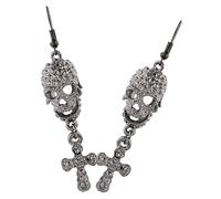 FRCOLOR 1 Par Aretes De Cráneo Colgante De Calavera Arete Con Motivo De Calavera Pendientes Colgado Joyas De Calavera Para Mujer Aretes De Calavera Vintage Metal