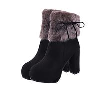 FRCOLOR 1 Par de Tacón Bajo Retro para Mujer Botines de Invierno con Tacón Grueso Diseño Chic y Elegante para Jeans y Faldas de Moda con Gran Elasticidad y Resistencia al Estiramiento