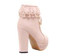 FRCOLOR 1 Par de Tacón Grueso para Mujer Botines de Moda con Diseño Elegante Calzado Verano Antideslizante y Transpirable para Pantalones Faldas y Vestidos Color Rosa