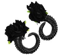 FRCOLOR 1 Par Pasadores De Halloween Decoraciones Para El Cabello Accesorios Para Disfraces De Brujas Decoración De Oveja De Cuerno De Flor Poli Cuernos El Plastico Black