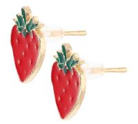 FRCOLOR 1 Par pendientes de fresa para frutas conformado joyería de oreja de fruta delicado Hechizas real aretes estéticos Pendientes de fruta de simulación pendiente de fruta resina rojo