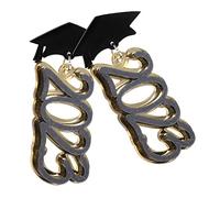 FRCOLOR 1 Par Pendientes De La Temporada De Graduación Clase De Graduación Encantos De Graduación Chicas Cinta Para Graduacion Pendientes Decorativos Graduation Fiesta Negro Metal