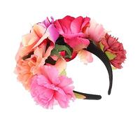 FRCOLOR 1 Pc diadema hawaiana bandana headband diadema con rosa de simulación Decoración del cabello banda para la fiesta Diadema con diseño de flores. tocado de mujer tela de seda
