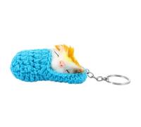 FRCOLOR 1 Pieza Keychain del Mouse Durmiendo Decoración Llave Dibujos Animados Chicos Adorable con Cuentas Felpa Navidad Blue Hardware