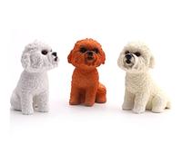 FRCOLOR 1 Pieza Mini Poodle Figure Beige Adorable Pet Dog Model Toy For Home Office and Car Decoration For and Pet Lovers