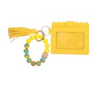 FRCOLOR 1 Pieza Pulsera Creativa de PU con Diseño de y Monedero para Mujeres Soporte de Tarjetas y Llaves Accesorio de Moda Color Amarillo