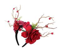 FRCOLOR 1 Pieza venda hair topper Accesorio para disfraces día de San Valentín señoras tocado decoración decoracion para bodas precioso aro de pelo aro de pelo para Textil rojo