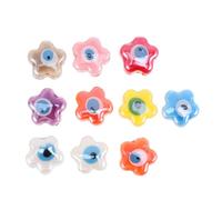 FRCOLOR 10 Cuentas de Cerámica Patrón de Mal de Ojo para Hacer Manualidades, Resistentes al Desgaste, Agujero para Ensartar, Ideales para Pulseras y Collares DIY Color Color Aleatorio