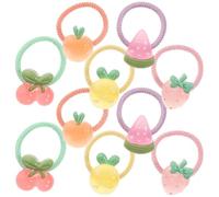 FRCOLOR 10 Gomas Pelo Forma de Frutas para Niñas, Resistentes y Hechas de Acrílico y Goma, Accesorios Ideales Uso Diario Varios estilos