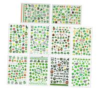 FRCOLOR 10 Hojas Pegatinas de Uñas Irlandesas Arte de Uñas Simple Arte de Uñas Hamrocks Pegatinas de Arte de Uñas Trébol Adhesivo de Esmalte de Uñas Vacaciones Arte de Uñas Niño Trébol de Cuatro Hojas