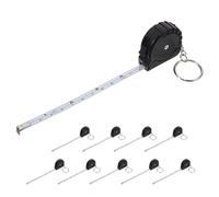 FRCOLOR 10 Mini Cintas Métricas Retráctiles con Llavero Negro, Cinta Métrica Pequeña Portátil de Acero, Compacta y Resistente para Medición Diaria y Bricolaje