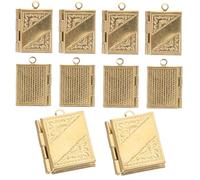 FRCOLOR 10 Piezas Caja de espejo de libro de cobre encantos de relicario suministros encantos de marcador colgantes encantos del colgante del libro amuletos para hacer joyas Dorado