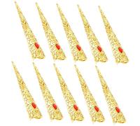 FRCOLOR 10 Piezas Clavos Metalicos Corrector Anillos De Garra De La Punta De La Uña Del Dedo Kit De Uñas De Gel Antiguas Garras De Los Dedos De La Reina Esmalte De Uñas Golden Aleación