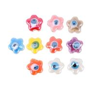 FRCOLOR 10 Piezas Cuentas de Cerámica Resistentes Agujero para Ensartar para Hacer Pulseras DIY Patrón de Mal de Ojo Color Aleatorio Ideales para Manualidades y Bisutería Artesanal