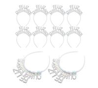 FRCOLOR 10 Piezas Diadema Cómoda Plástico con Purpurina para Cumpleaños con Palabras en Español Preinstaladas Adecuado para Fiestas Temáticas Españolas y Eventos Culturales