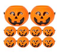 FRCOLOR 10 Unidades Cubo de Plástico Diseño de Calabaza Naranja para Dulces y Decoración de Halloween, Mini Contenedor Adecuado para Fiestas al Aire Libre y Decoración de Mesa